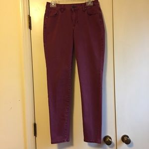 CAbi Bordeaux Wash Curvy Skinny Jeans, Size 6